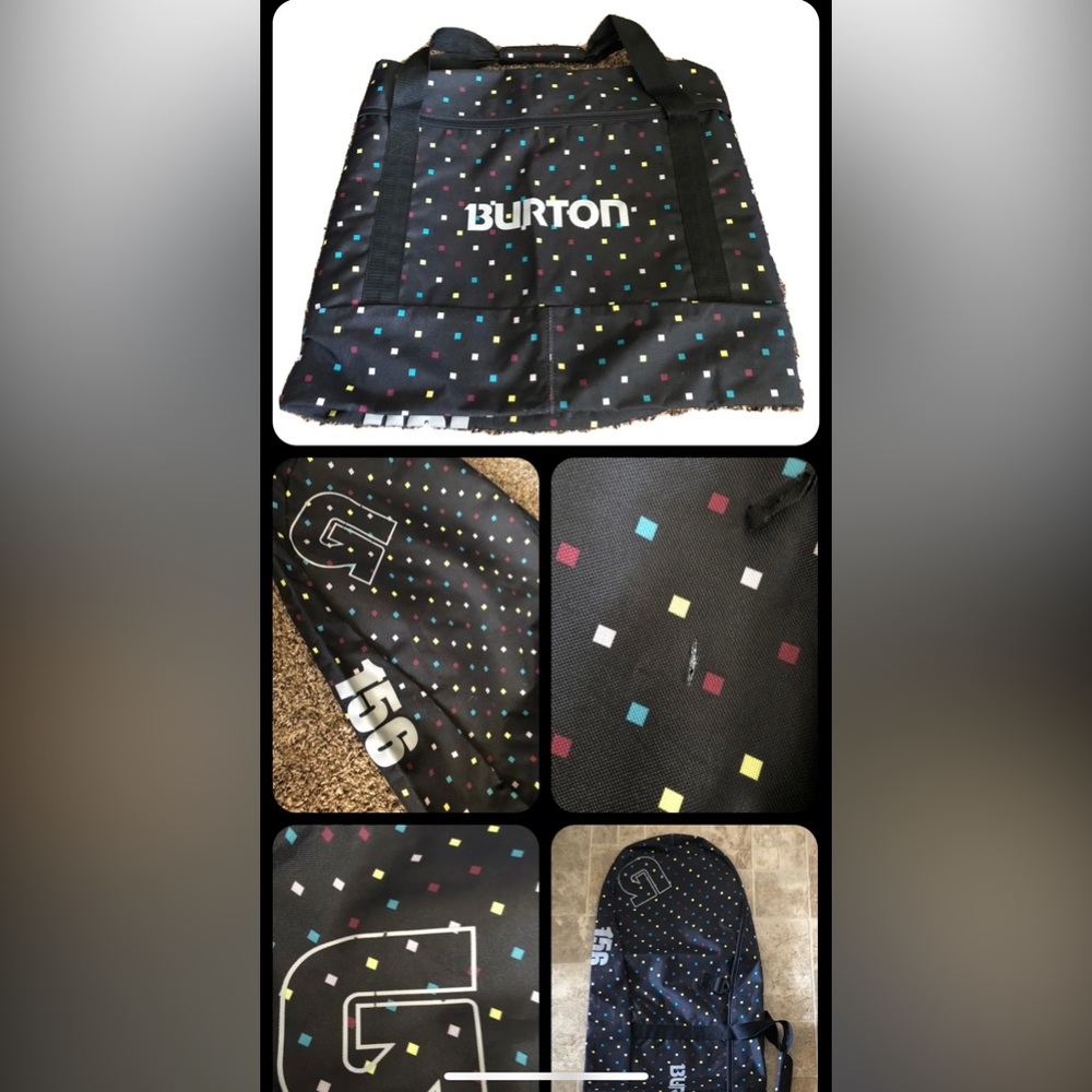BURTON BLACK with SQUARE CUBE MULTI COLOR PATTERN SNOWBOARD BAG #156